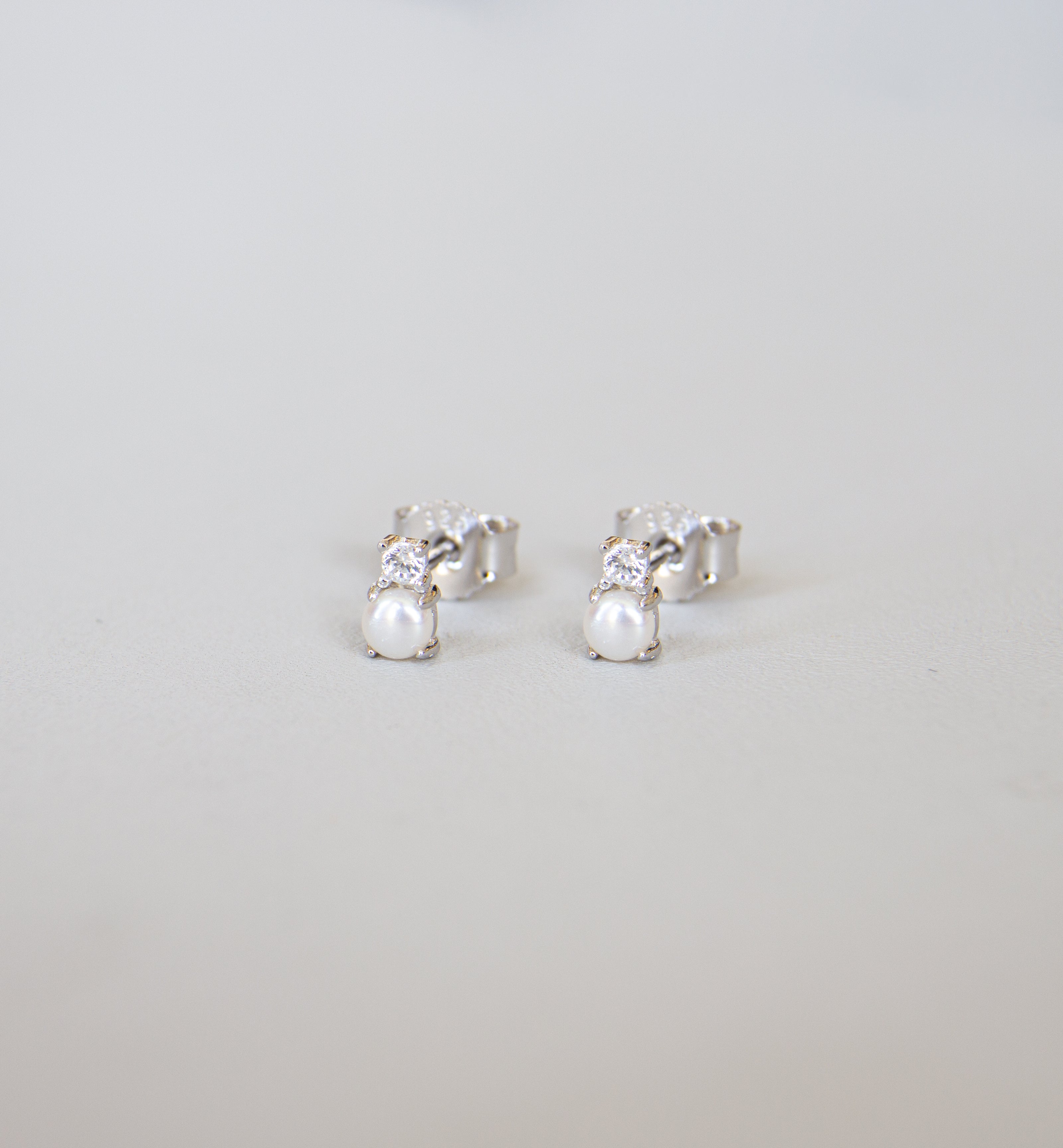 Silver 925 Pearl & Zircon Stone Earrings