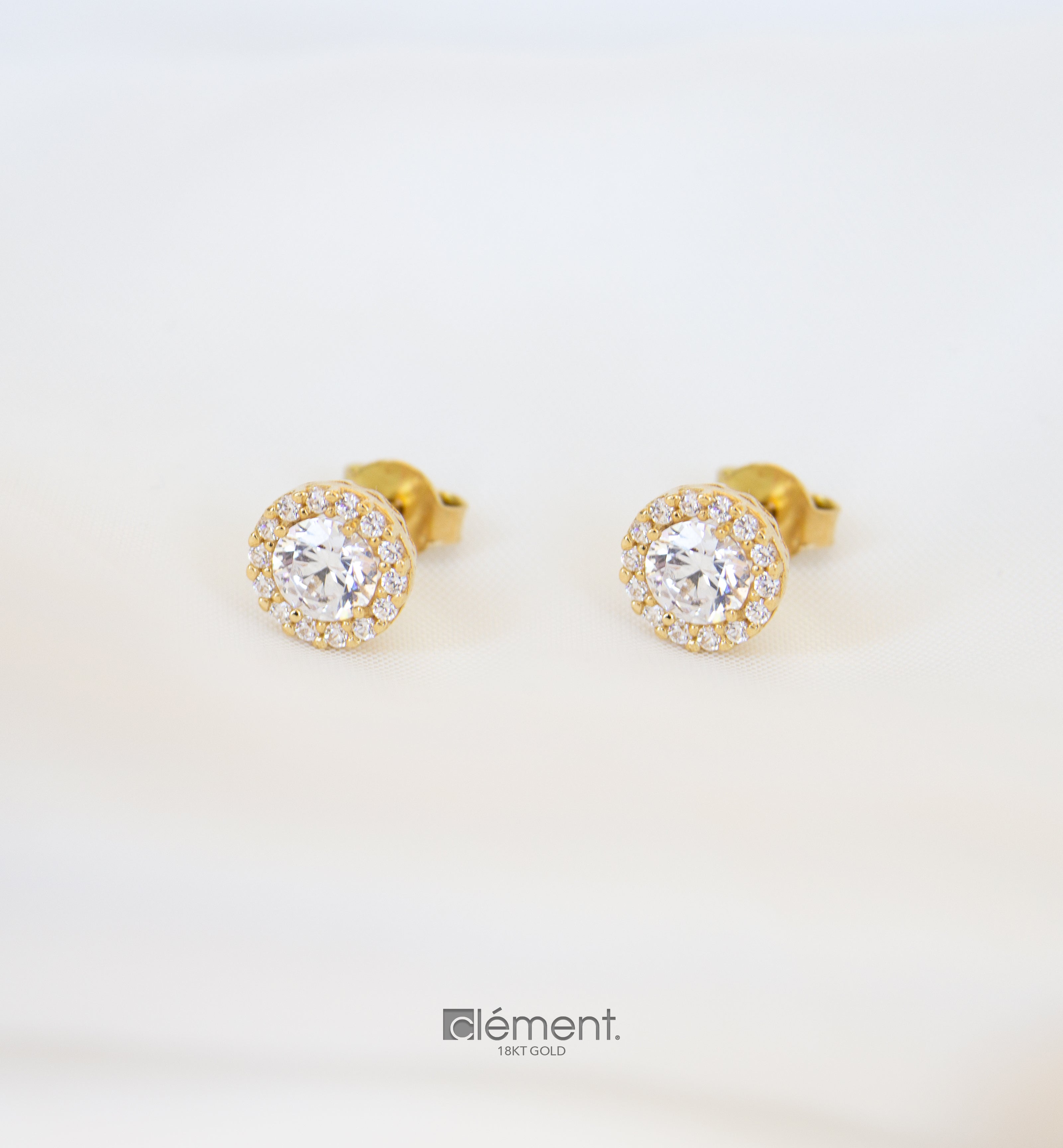 18ct Yellow Gold Earrings With Cubic Zircon Stones