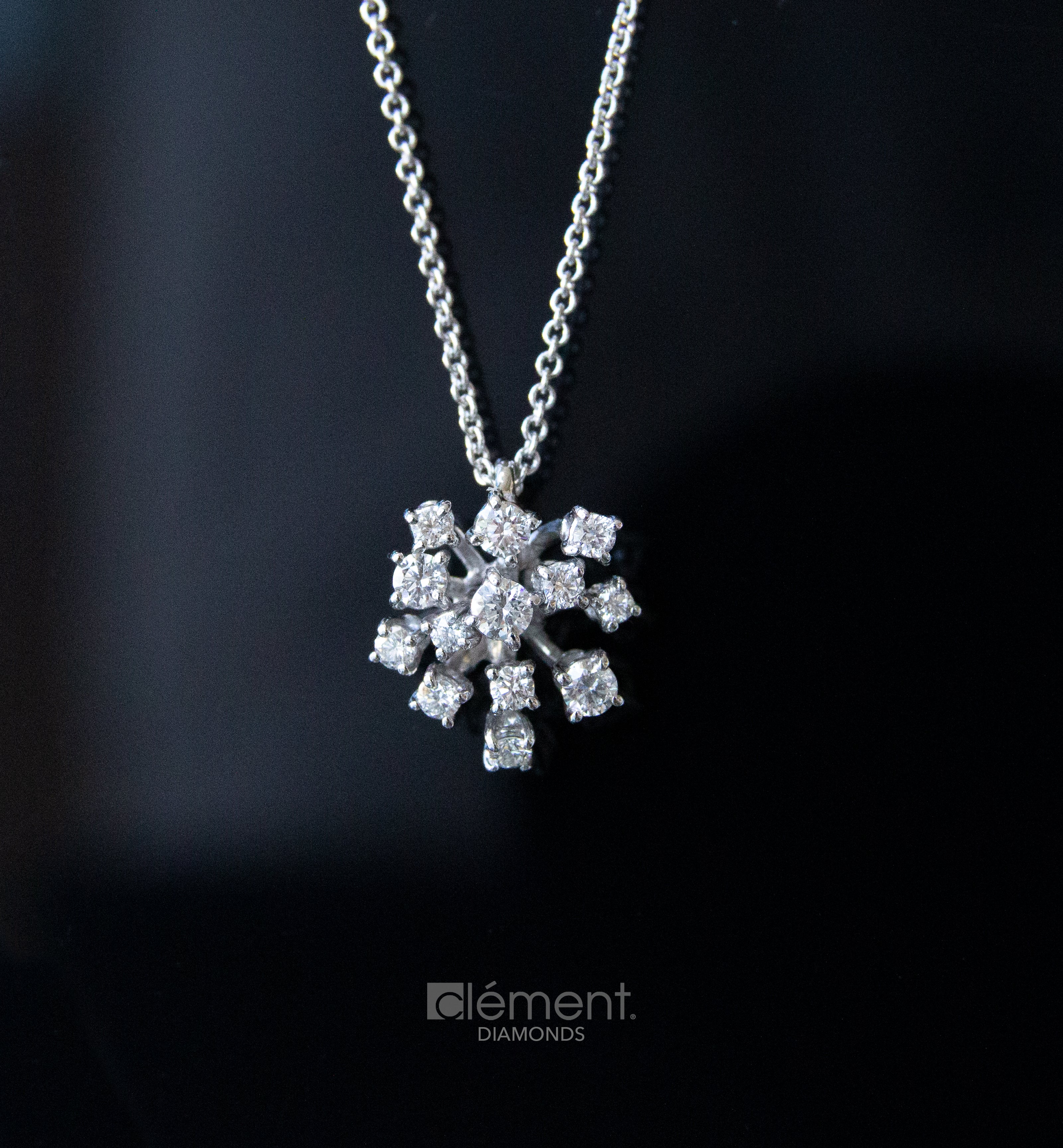 18ct White Gold Explosion of Diamond Pendant Necklace