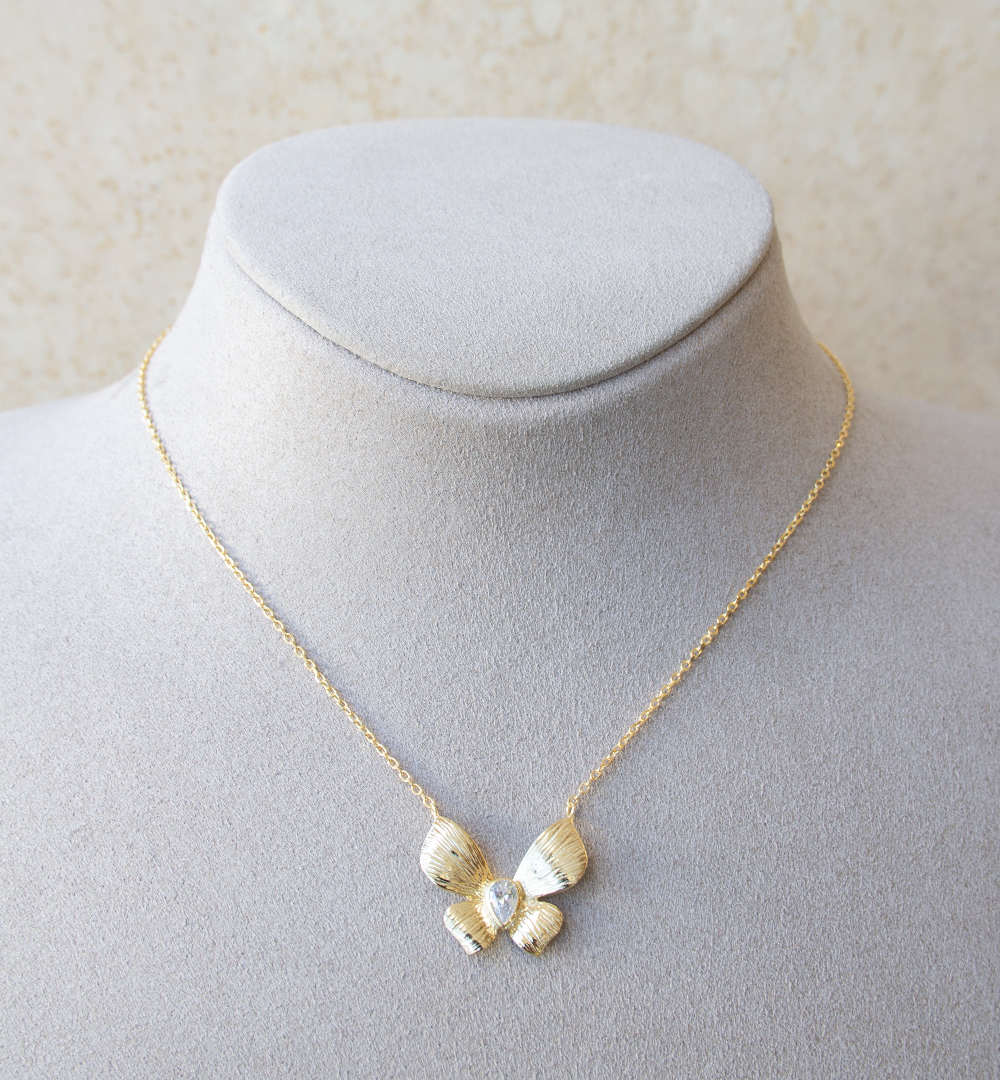 Silver 925 Yellow Gold Plated Butterfly Necklace