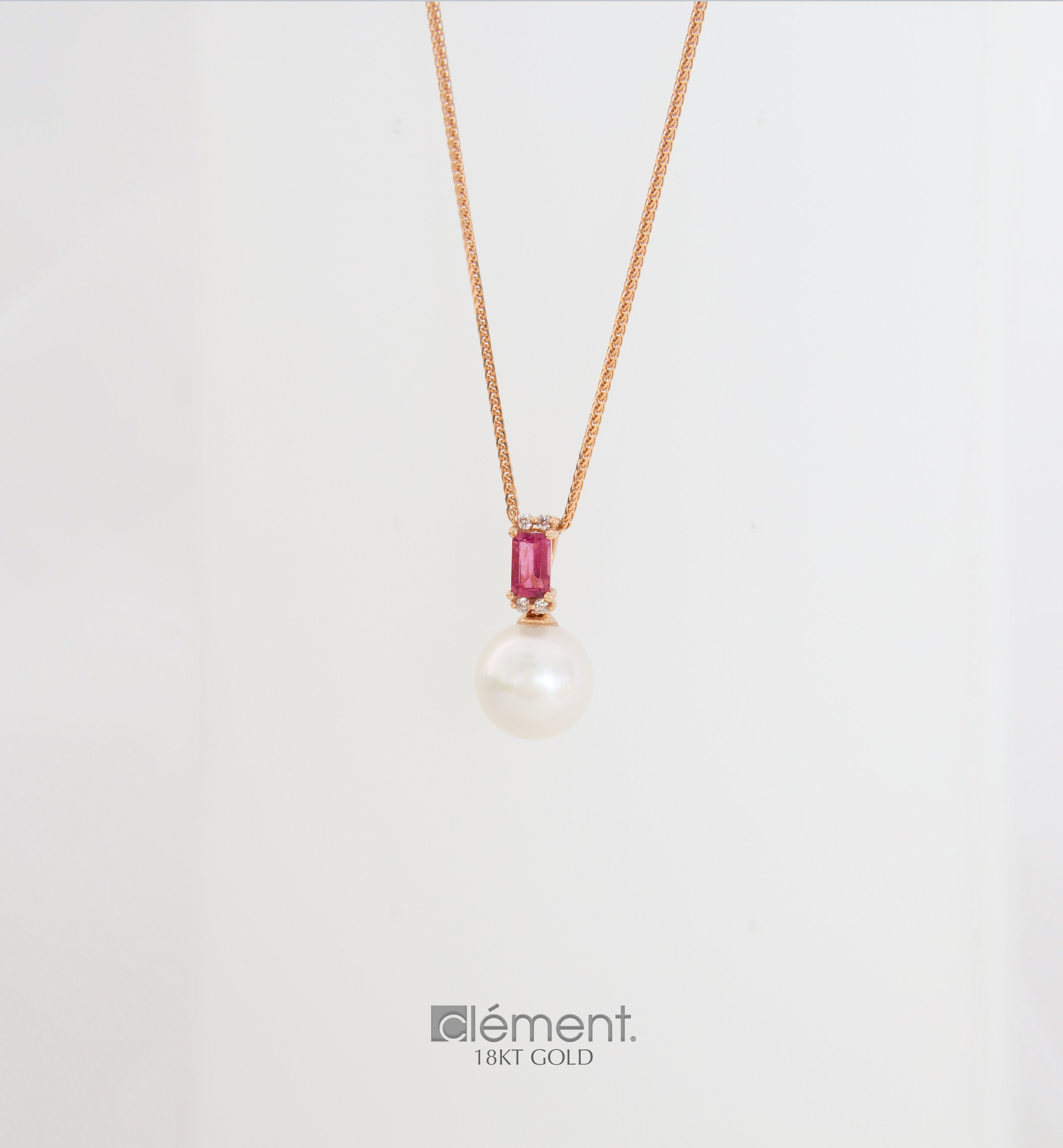 18ct Rose Gold Pearl Diamond & Tourmaline Pendant