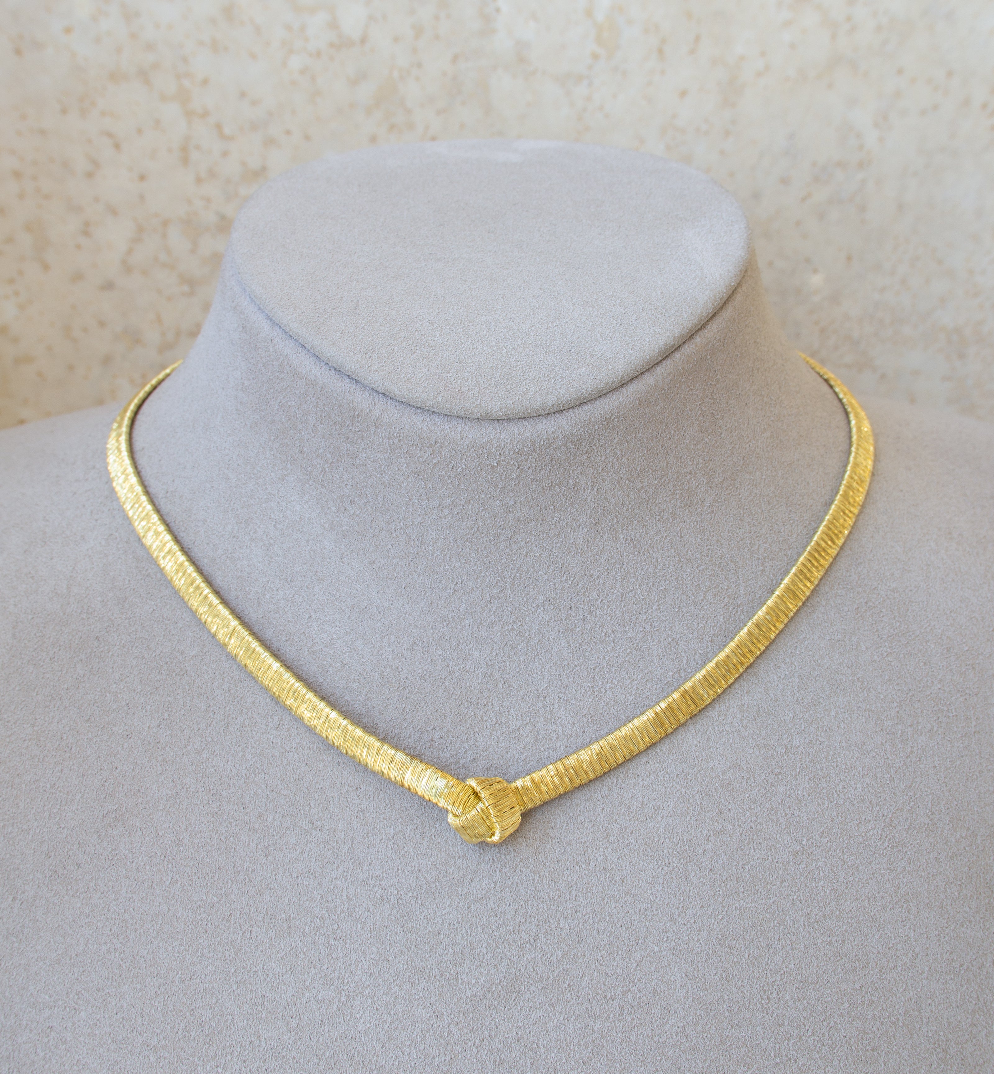Silver 925 Yellow Gold Plated Flat Necklace with Knot
