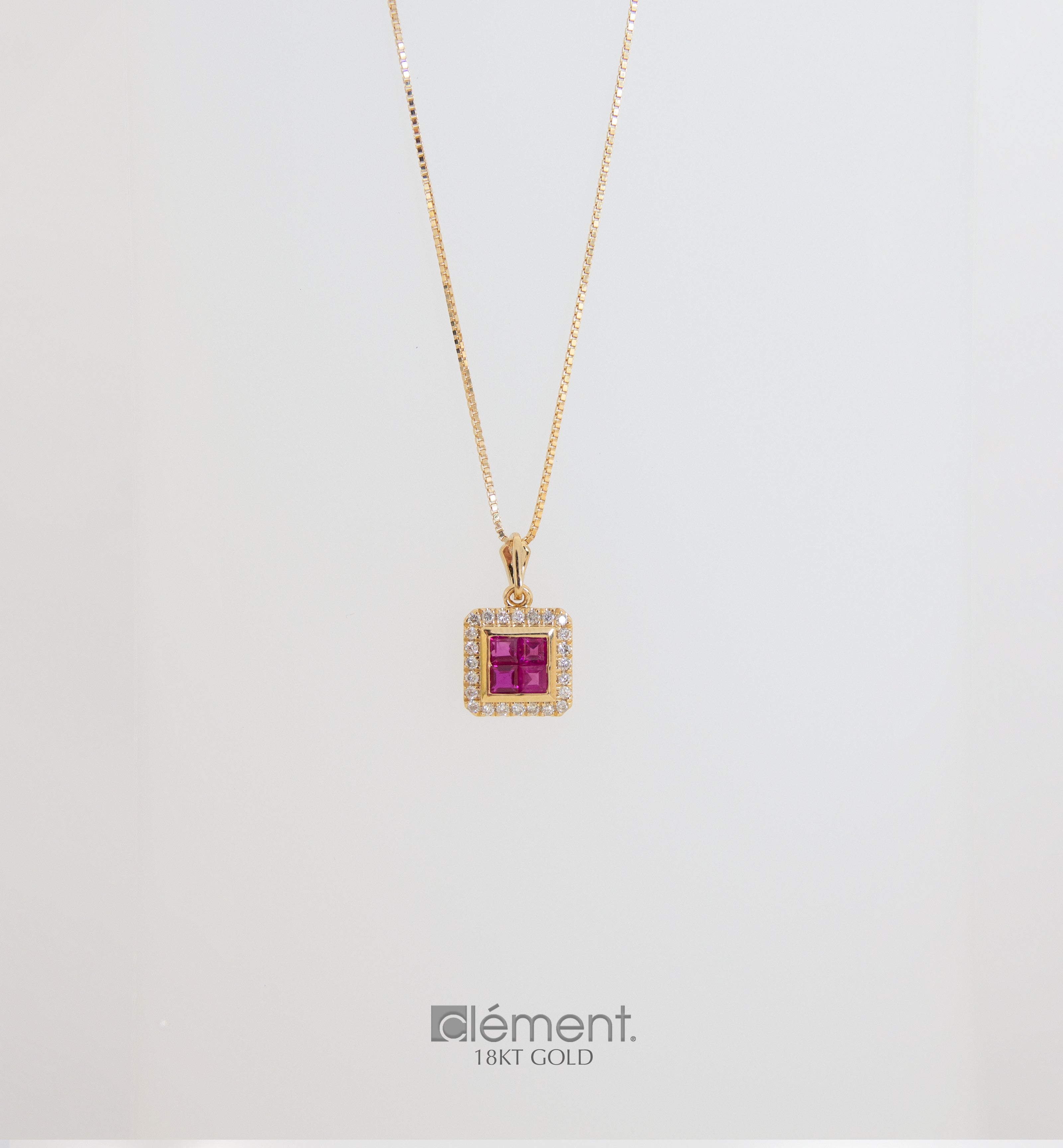 18ct Yellow Gold Diamond & Ruby Pendant