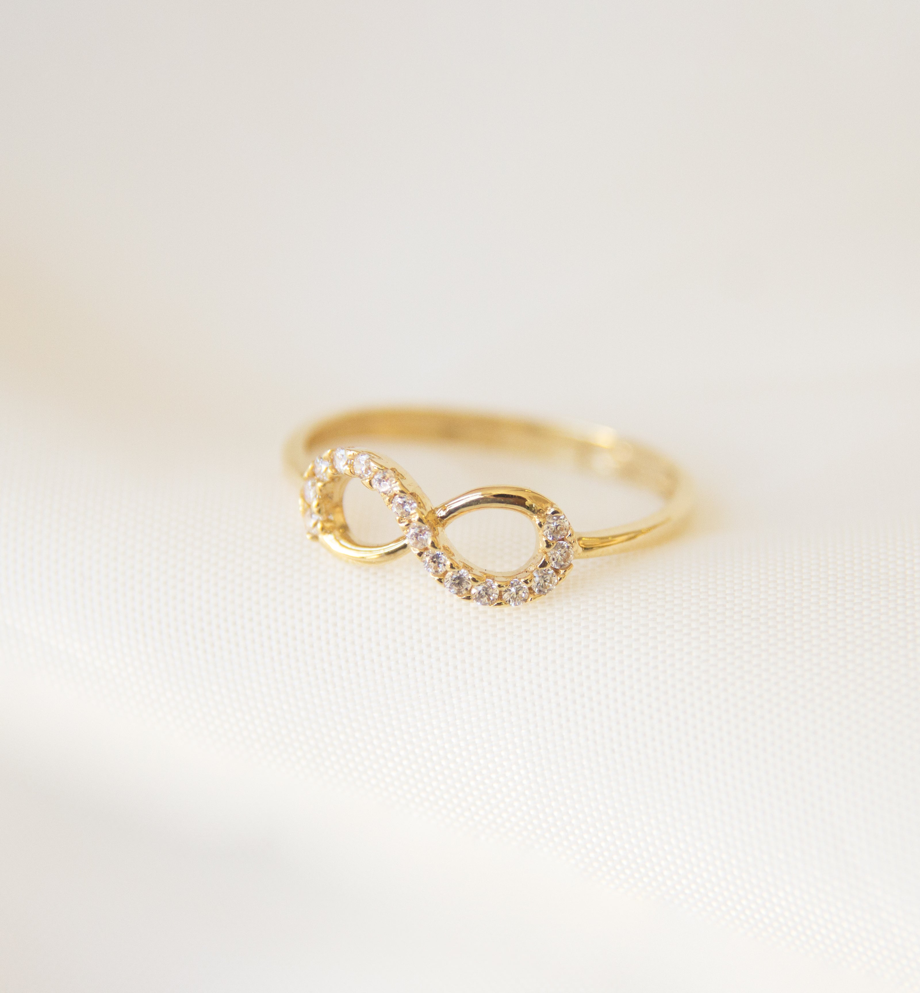 18ct Gold Infinity Ring with CZ Stones