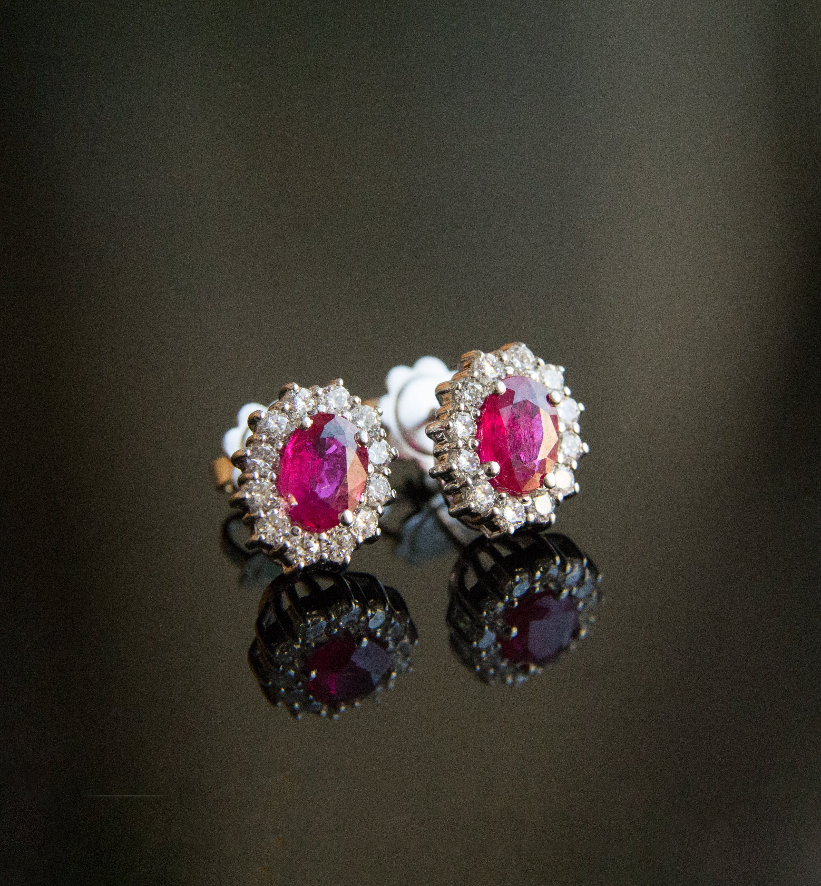 Natural ruby earrings white on sale gold