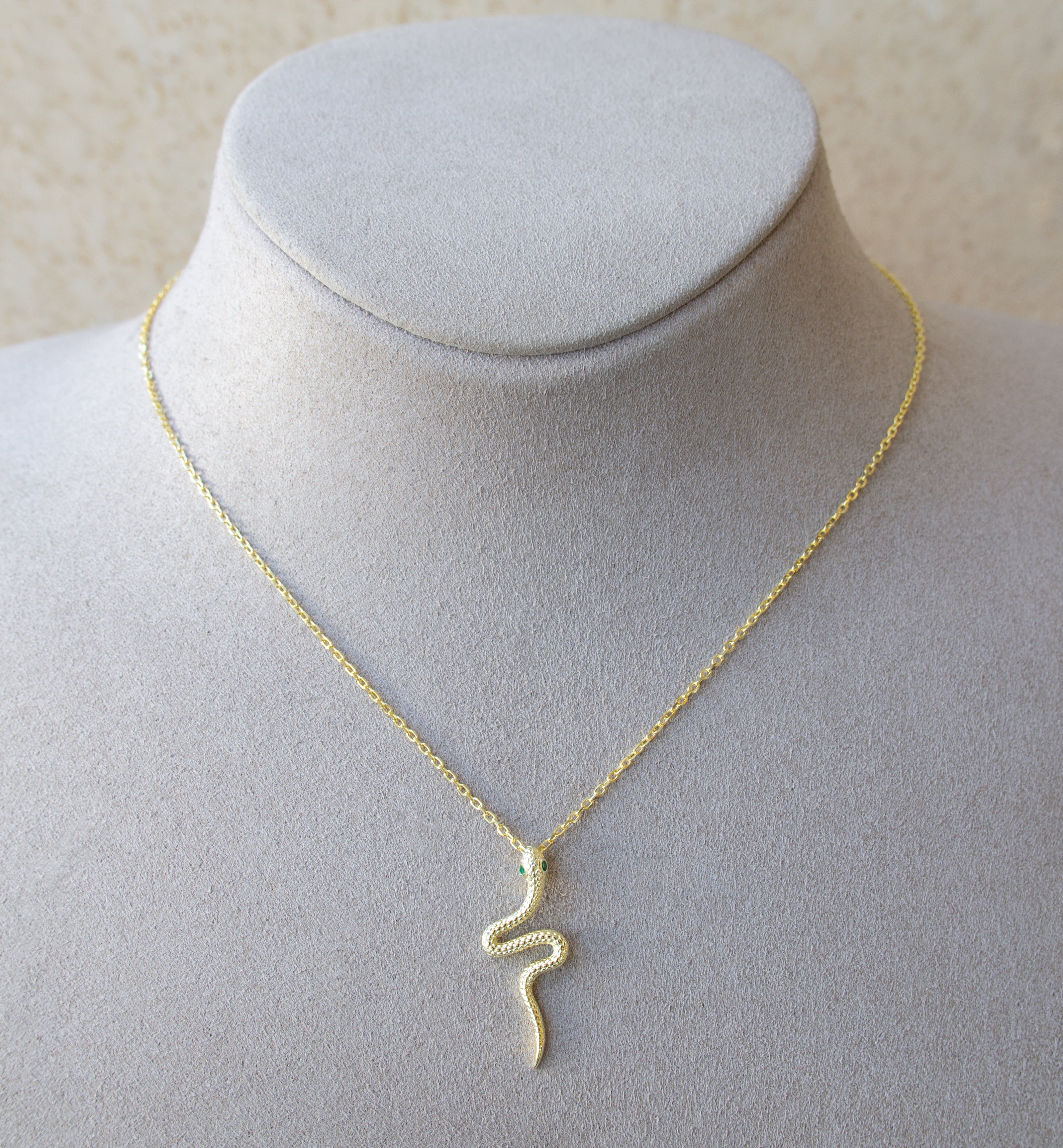 Silver 925 Yellow Gold Plated Snake Necklace