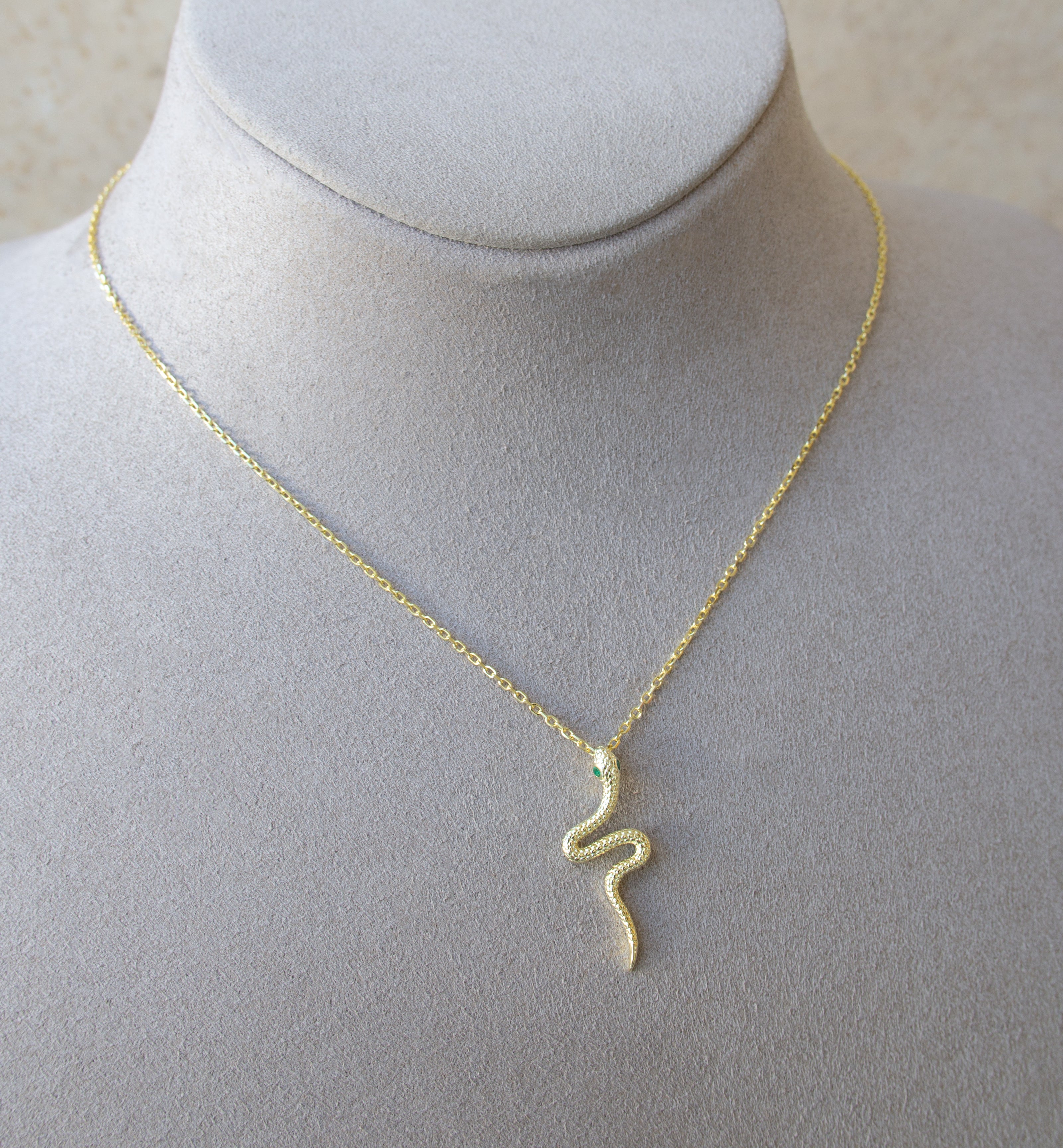 Silver 925 Yellow Gold Plated Snake Necklace