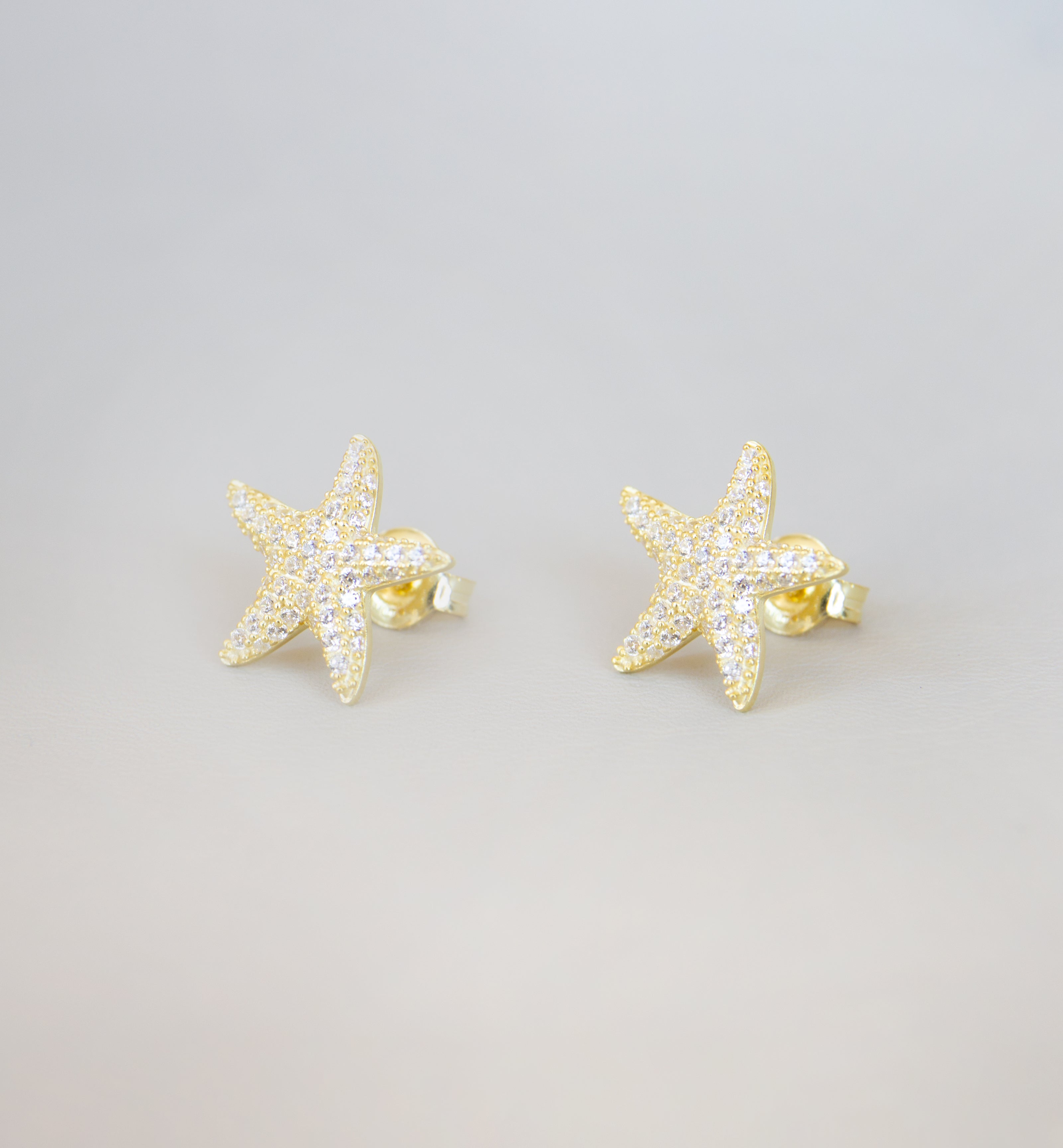 Silver 925 Yellow Gold Plated Starfish Earrings