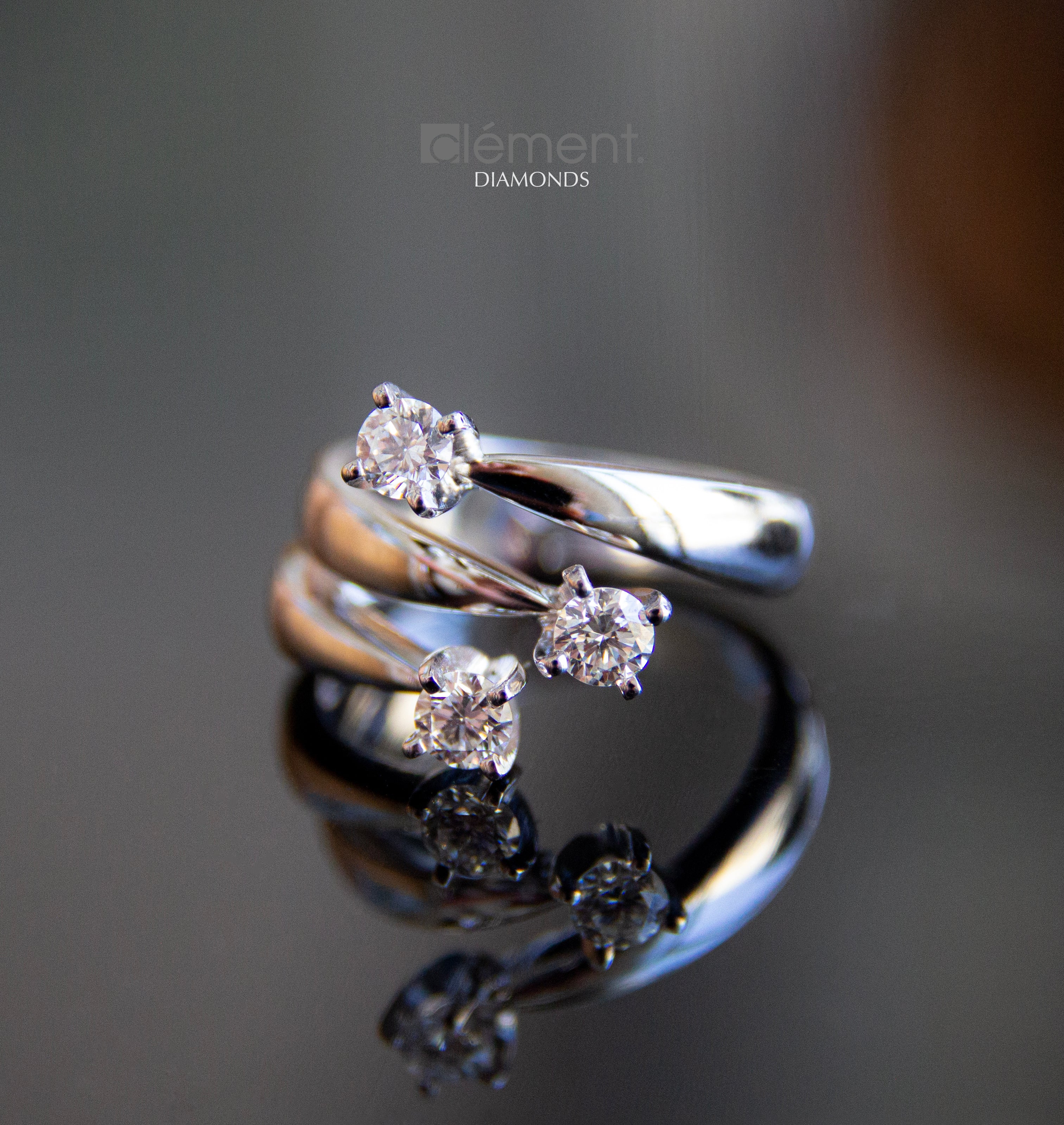 18ct White Gold Natural Diamond Trilogy Ring